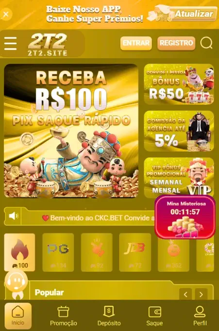 Aplicativo oficial do 2T2 Cassino para celular